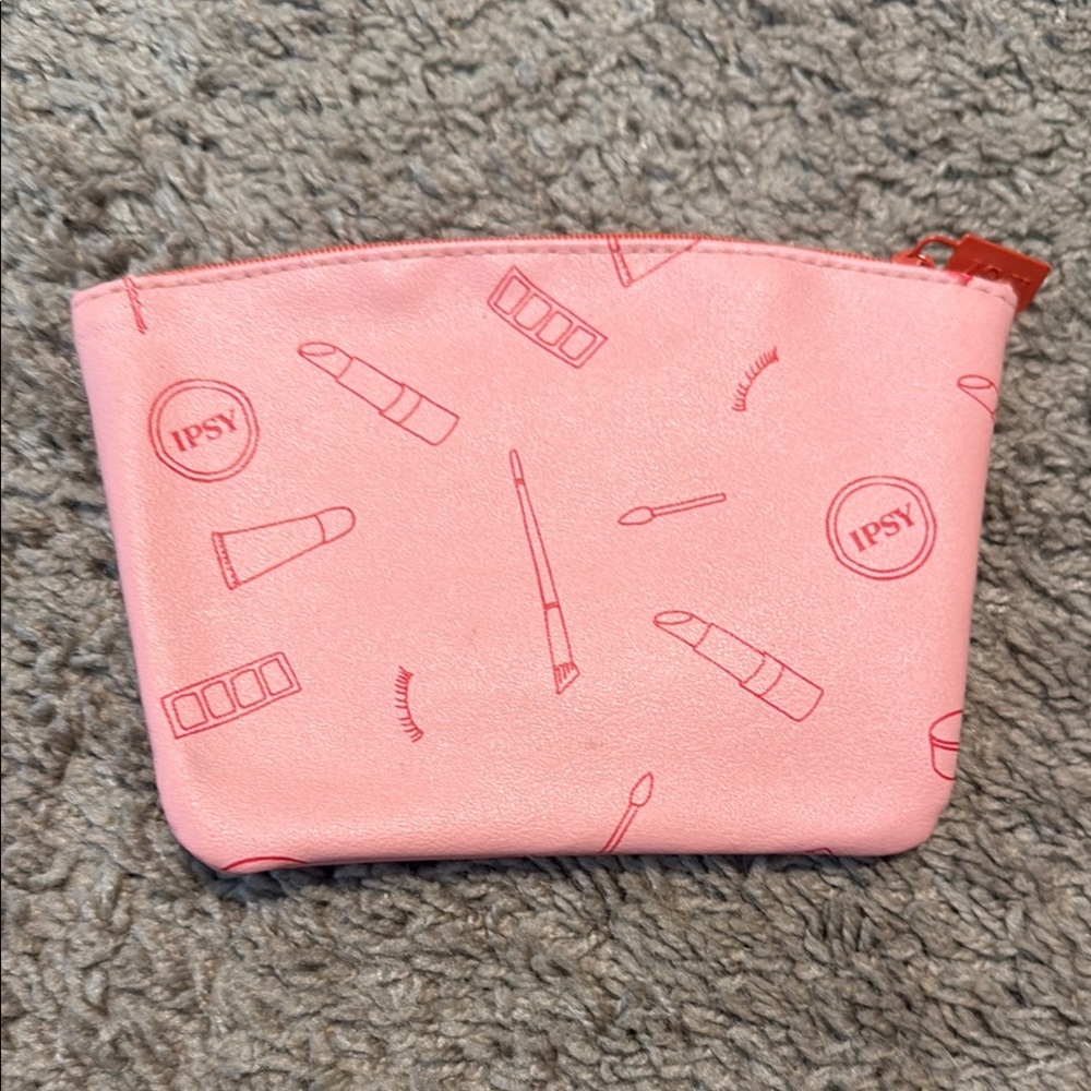 ipsy Pink Cosmetic Bag with Playful Print
